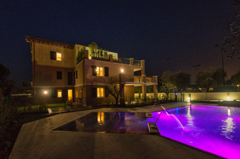 Violet pool night time view